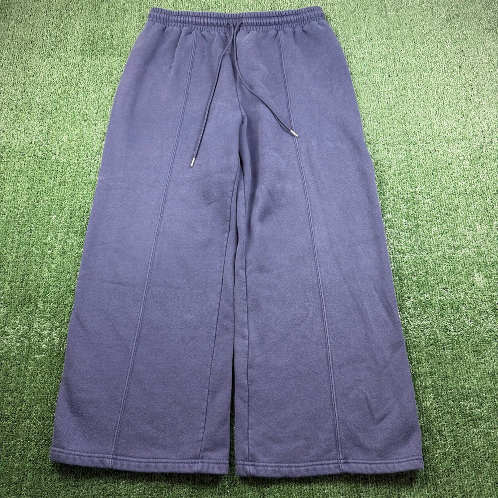 Unbranded Mens Navy Blue Wide Leg Sweatpants Center Seam Fleece Joggers XL
